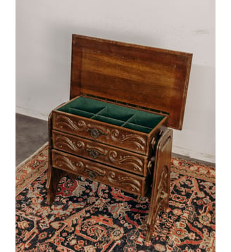Travailleuse en bois foncé Brigitte N°370- Produit chiné - Debongout - Bois foncé