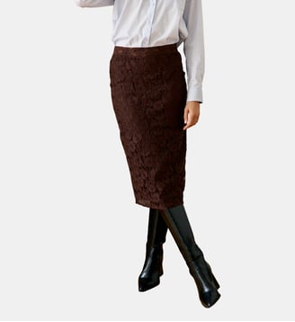 Jupe longueur midi droite uni JULANA - La Petite Etoile - Marron