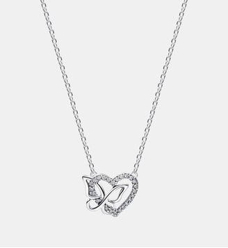 Collier avec Pendentif Cœur et Papillon Entrelacés - Pandora - Argenté