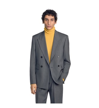 Veste en laine rayée - Sandro - Gris moyen