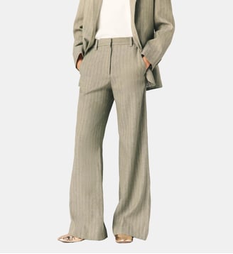 Pantalon tailleur en lin mélangé - Maje - Kaki