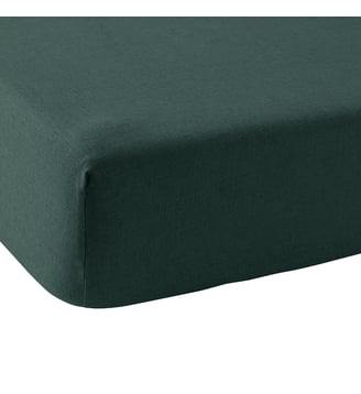 Drap Housse Lin Lavé Lina - Anne de Solène - Vert foncé