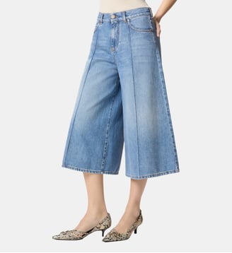 Bermuda wide leg en denim Pinko