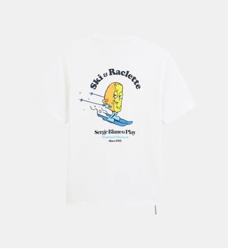 T-shirt manches courtes Théo imprimé Ski & Raclette - Serge Blanco - Blanc