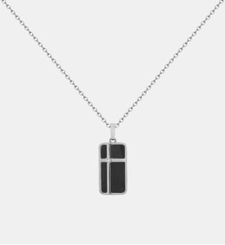 Collier mono-motif Cesar en Acier 316L avec diamant blanc - Phebus - Noir