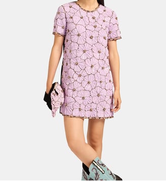 Robe Mini Swing Embroidered Crystal Chiffon Lilac - La DoubleJ - Lilas