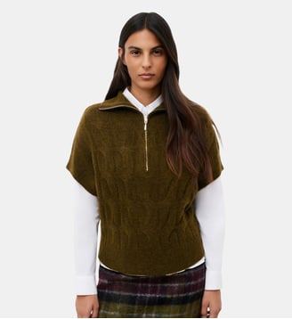 Pull mtanis - Motif uni - Polyamide recycle - Caroll - Vert kaki