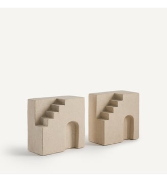 Lot de 2 serre-livres en grès - AM.PM - Beige