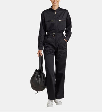 combinaison en satin de coton noir - Agnès b. - Noir