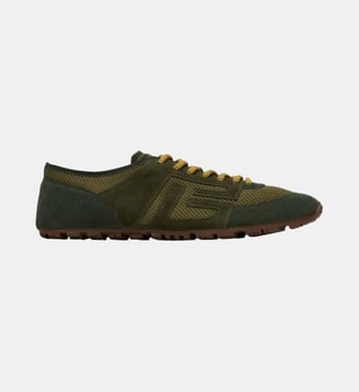 Baskets Racer 45 en mesh et cuir suédé - Balmain - Kaki