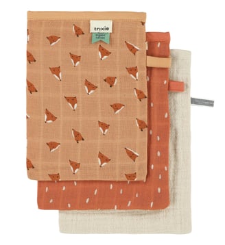 Lot de 3 gants de toilette en mousseline - Trixie - Orange