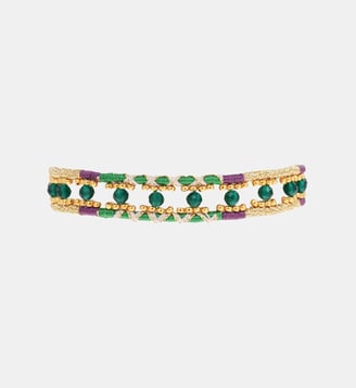 Bracelet manchette perles et liens fermoir aimanté YLIM Hipanema