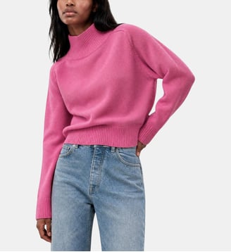 Pull col montant en laine mérinos - The Kooples - Rose