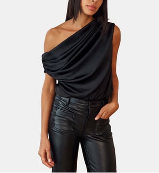 T-shirt manches courtes sans col uni TORINE - La Petite Etoile - Noir