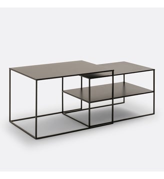 Lot de 2 tables basses gigognes métal acier - La Redoute Interieurs - Noir