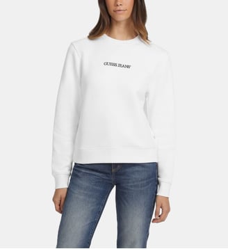 Sweat droit signature - Guess Jeans - Blanc