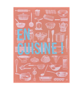 Torchon En Cuisine 100% coton - Le Jacquard Francais - Rouge poppy