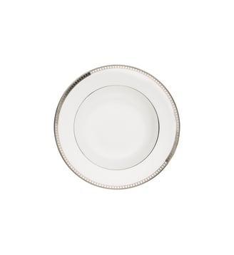 Assiette creuse à aile en porcelaine finition platine - MALMAISON - Christofle - Blanc