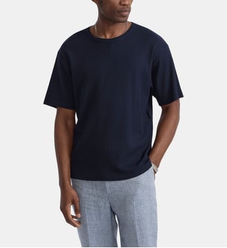 t-shirt en coton texturé - Agnès b. - Bleu marine