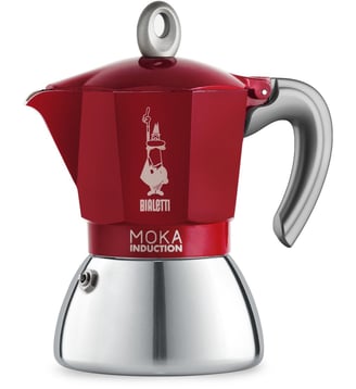 Cafetière italienne Moka Induction 6 tasses inox/rouge - Bialetti - Rouge