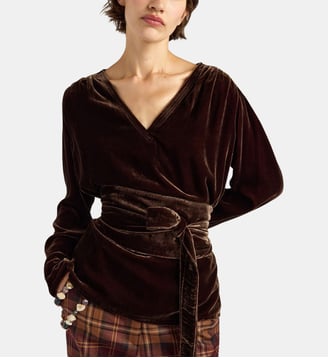 Blouse apple en velours lisse - Momonì - Brun