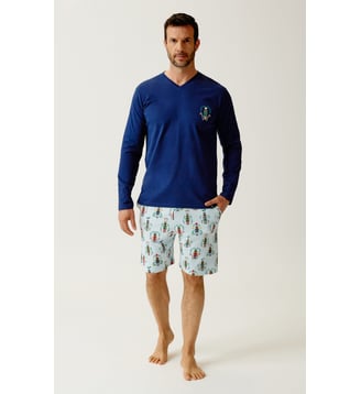 Pyjashort manches longues en jersey de coton - Casse-noisette - Arthur - Glace