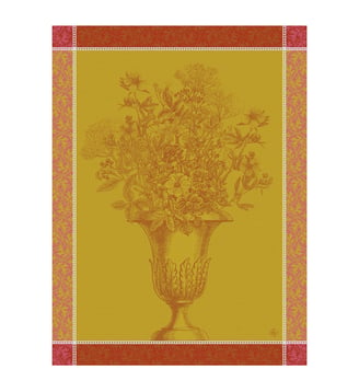 Torchon Floraison Uni - Le Jacquard Francais - Orange