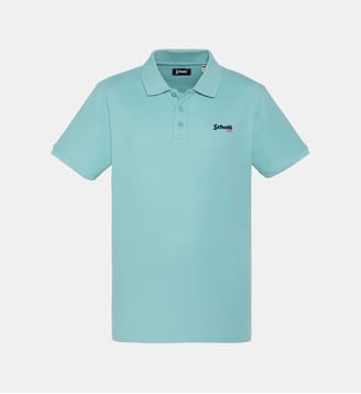 Polo azur en coton piqué - Schott - Bleu clair