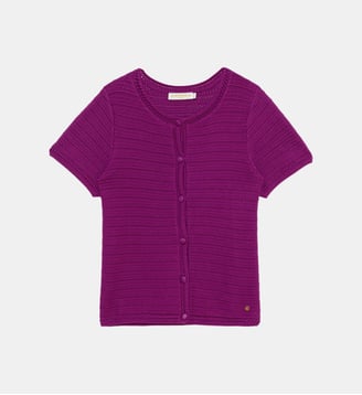 Gilet col rond uni MAELINE - La Petite Etoile - Violet