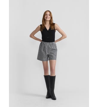 short Lauren en coton vichy noir - Agnès b. - Noir