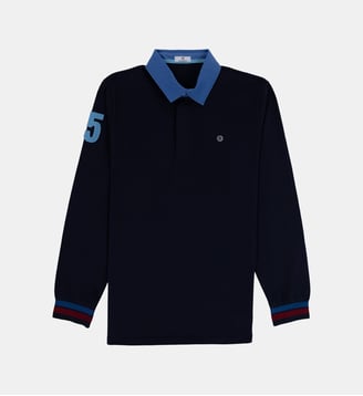 Polo de rugby manches longues Look - Serge Blanco - Bleu marine