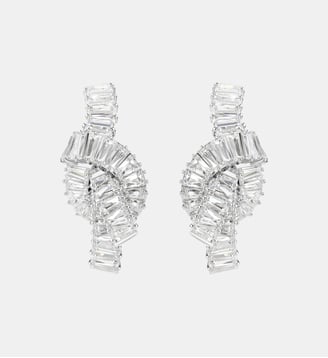 Boucles d'oreilles Matrix, Nœud, Métal rhodié - Swarovski - White
