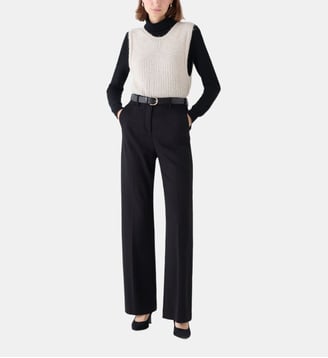Pantalon plea - Motif uni - Coupe large - Caroll - Noir
