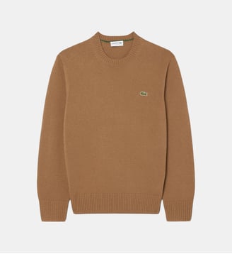 Pull en laine col rond - Lacoste - Camel