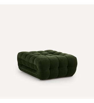 Repose-pieds modulable, capitonné, en velours - AM.PM - Vert olive