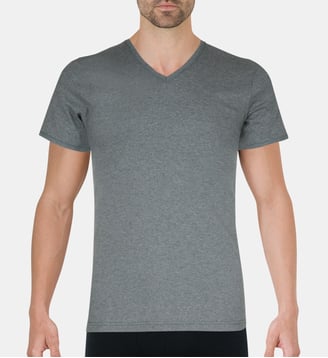 Maillot de corps slim coton peigné col V - Eminence - Gris chiné