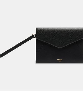 Pochette rabat M avec dragonne amovible en cuir signature - Lancel - Noir