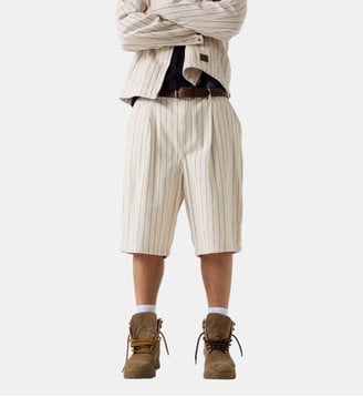 Short droit à rayures - Guess Jeans - Blanc et bleu