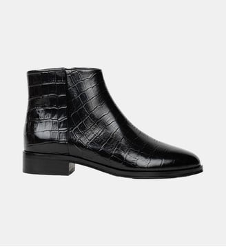 Boots Plates Hada Cuir Embossé Croco - Bobbies - Noir féroce