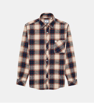 Chemise manches longues coton brushed carreaux Serge Blanco