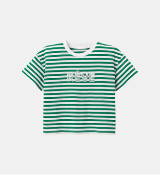 T-Shirt message Fille - Cyrillus - Rayure verte