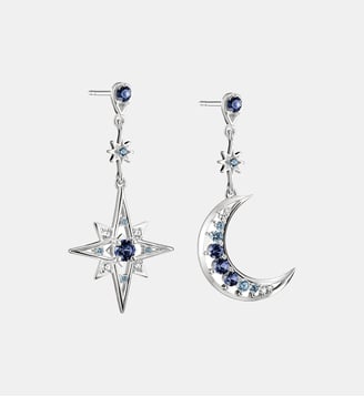 Boucles d'oreilles lune et étoile avec pierres bleues - Thomas Sabo - Argent