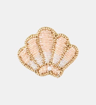 Broche coquillage perles de rocaille Balaboosté