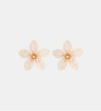 Boucles d'oreilles fleurs en raphia ivoire - Balaboosté - Ivoire