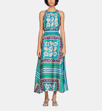 Robe longue imprimé fleuri - Sandro - Vert et violet