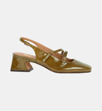 Babies Slingbacks Becca Cuir Verni Froissé - Bobbies - Manzanilla