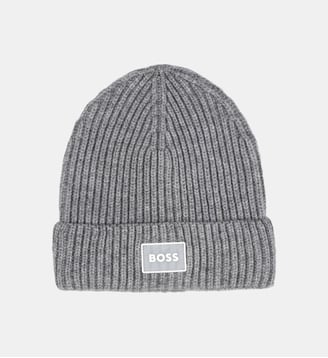 Chapeau tricoté avec insigne - BOSS Kidswear - Gris chine