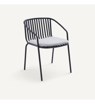 Fauteuil de table de jardin en métal acier - AM.PM - Charbon