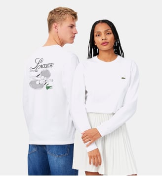 T-shirt manches longues imprimé - Lacoste - Blanc