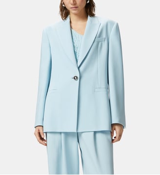 Blazer droit en cady avec bouton bijou - Pinko - Bleu
